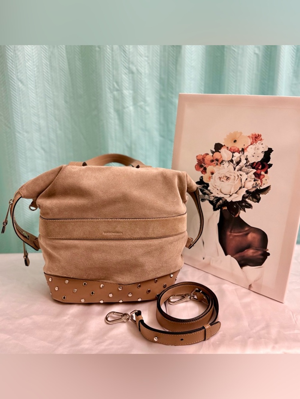 NWOT - Emporio Armani Suede Hobo Shoulder Bag